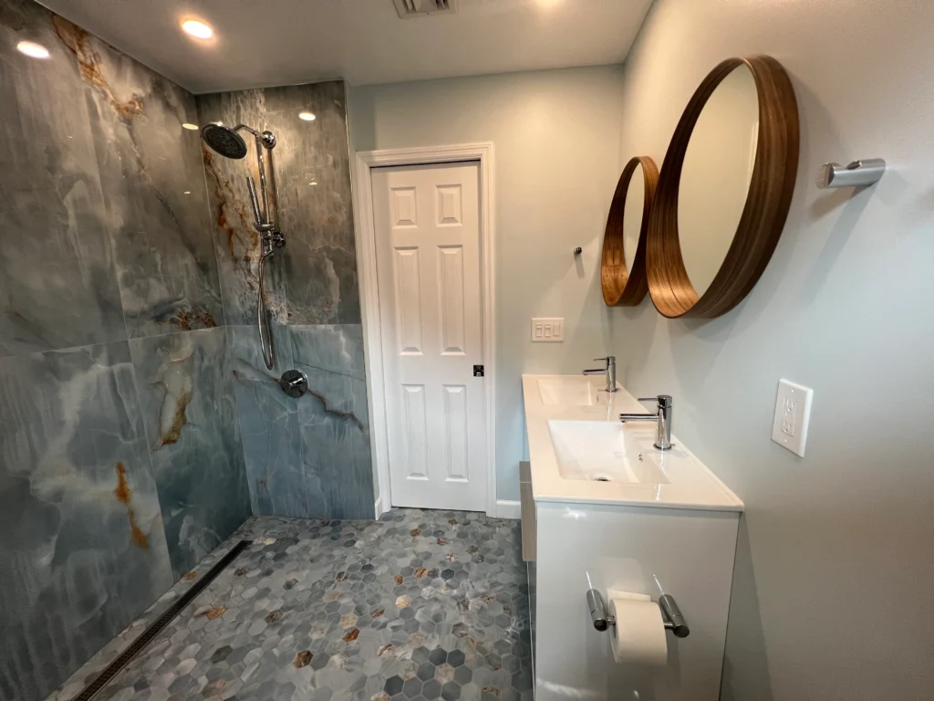 Curbless Walk-In Shower Bathroom Renovation in Hasbrouck Heights, NJ