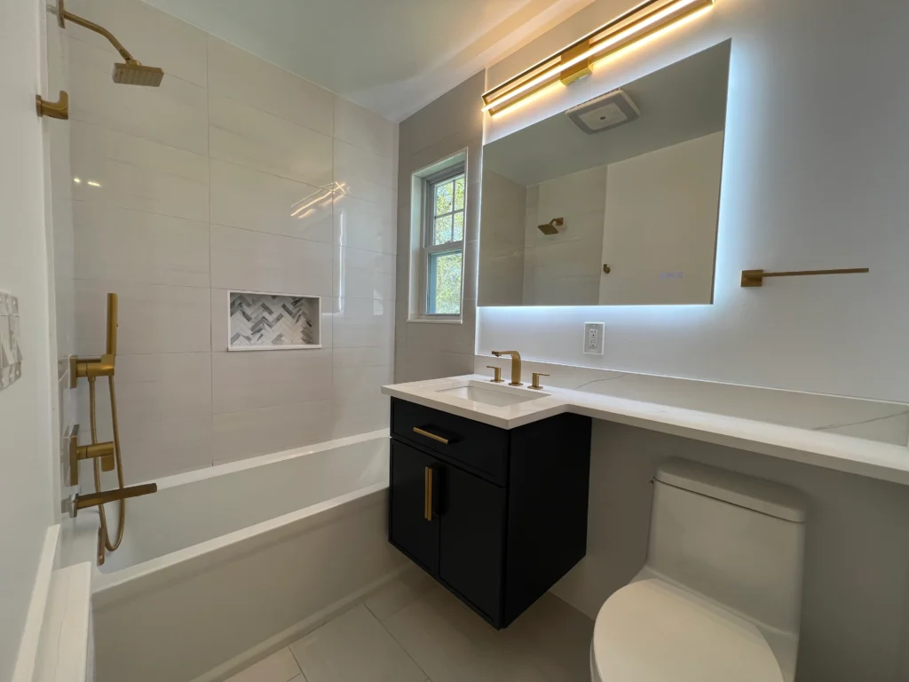Modern Black & Gold Bathroom Renovation in Union, NJ